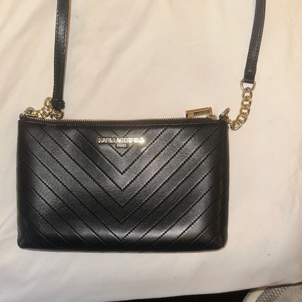 Karl Lagerfeld Black Quilted Crossbody Bag